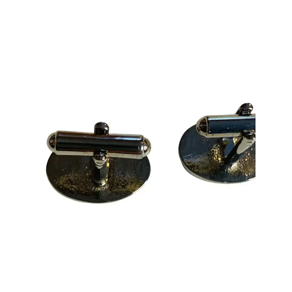 Silvertone BulletBack Cuff Links Oval 20mm Cufflinks